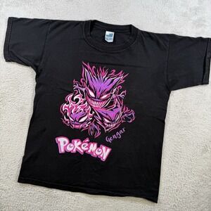 Vintage Pokemon Gengar T-Shirt Mens Medium Black Ghastly Haunter Evolution Y2K
